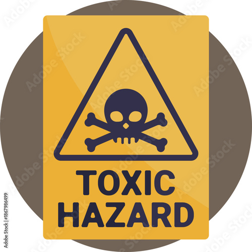 Toxic hazard warning sign, poison icon, flat safety symbol

