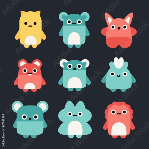 set of funny animals