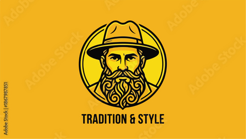 Stylish Bearded Man with Hat: Tradition and Style Logo.