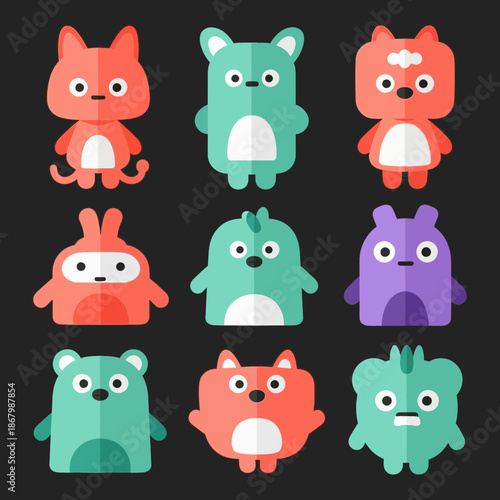 set of funny animals
