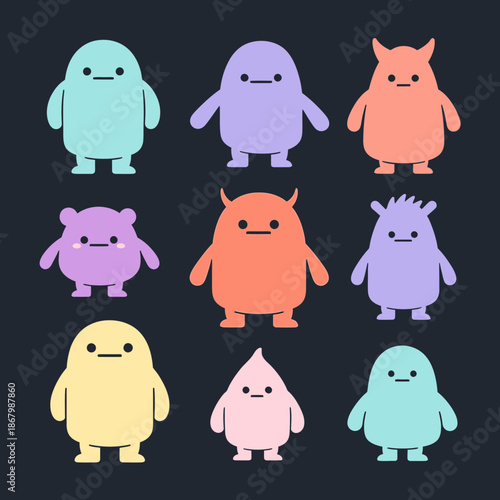 set of funny cartoon animals