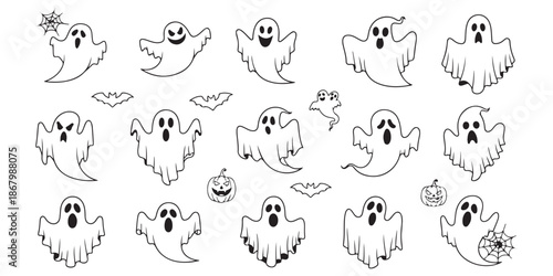 set of vector hand drawn flowers