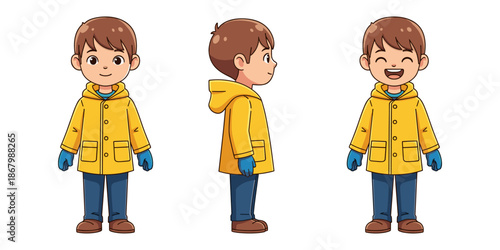 Child wearing yellow raincoat Vector