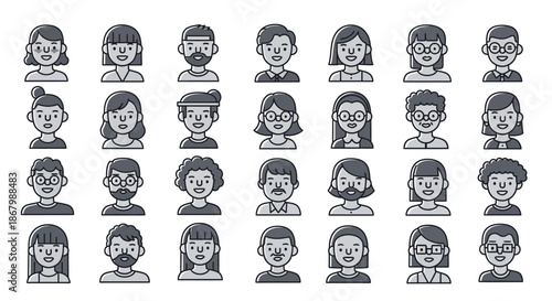 Collection of diverse human faces in grayscale representing various individuals and personalities.