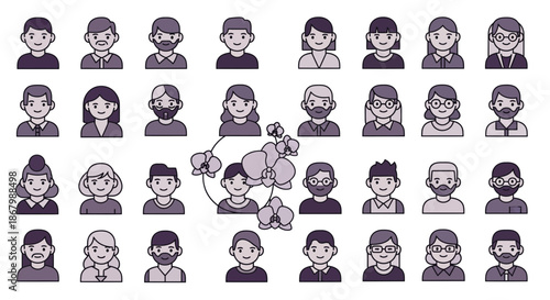 Collection of diverse human faces representing various individuals and personalities in grayscale.