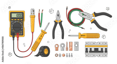 Electrical tools and equipment for professional electrical work and repairs.
