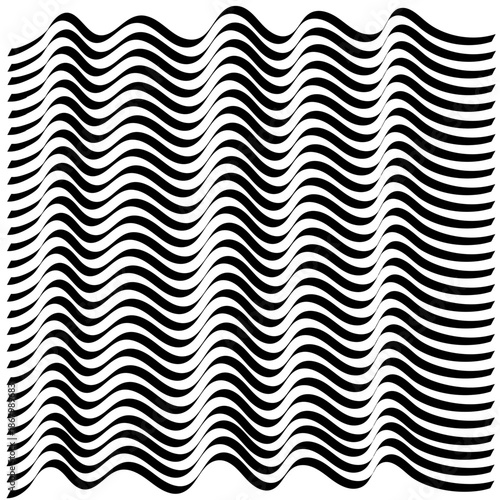 Black and white wavy lines pattern on white background isolated on transparent background