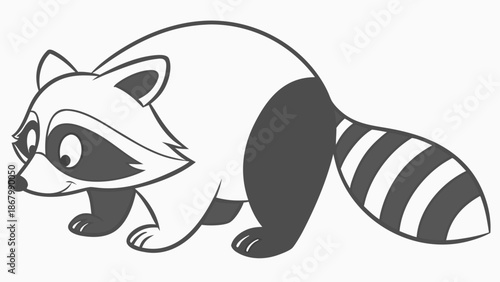 Cute cartoon raccoon with big eyes and striped tail