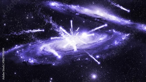A vibrant cosmic display featuring spiral galaxies, swirling nebulas, and countless bright stars
