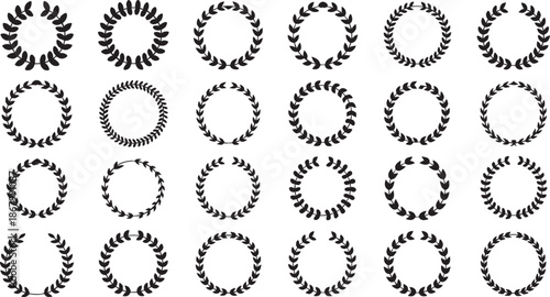 Botanical Wreath Collection A Variety of Laurel and Leaf Circles for Awards, Decorations, and Ornamental Designs in a Simple and Elegant Vector Style