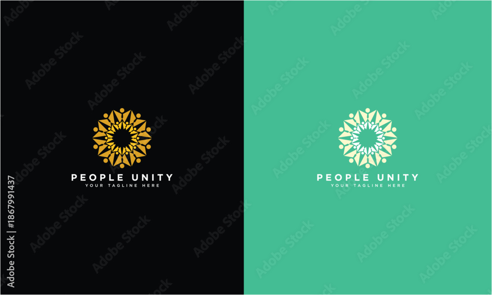 Fototapeta premium Teamwork or community unity modern logo template. Full color modern logo vector