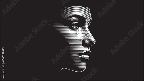 Intense portrait of a womans face showcasing emotion and detail.