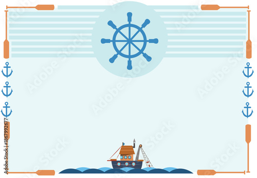 Nautical greeting card or invitation design. Editable Clip Art.