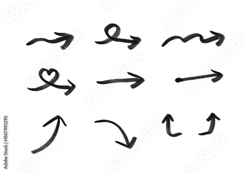 Hand drawn arrow set with brush strokes