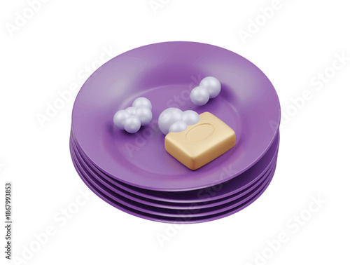 dish cleaning icon 3d illustration render