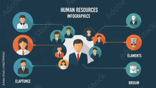 Human Resources Infographics Illustrating Teamwork and Connections.