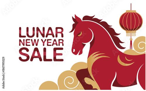Lunar New Year sale with horse and lantern