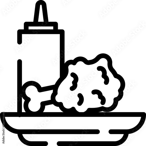 Rounded  Stroke Fried Chicken Icon