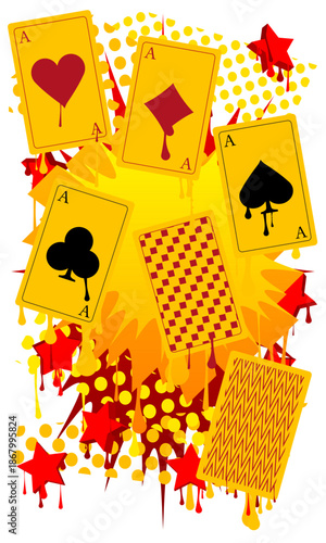 Poker Playing Card graffiti. Abstract modern street art decoration performed in urban painting style.