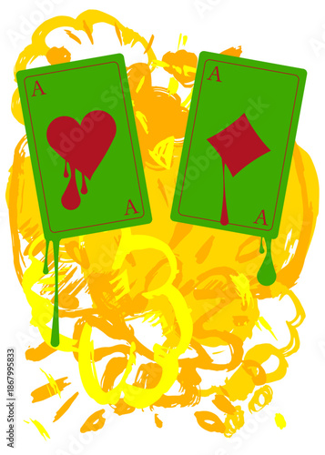 Poker Playing Card graffiti. Abstract modern street art decoration performed in urban painting style.