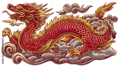 Wallpaper Mural Flat vector illustration of a traditional Chinese dragon Torontodigital.ca