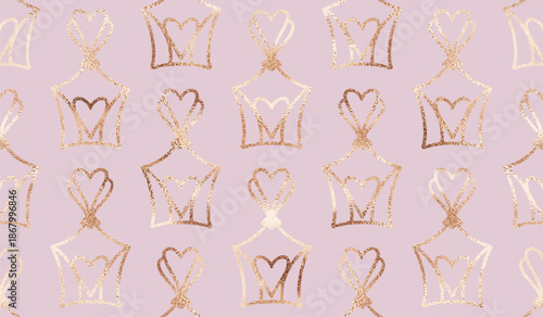Holiday decorative seamless pattern for with rose gold heart bottles.