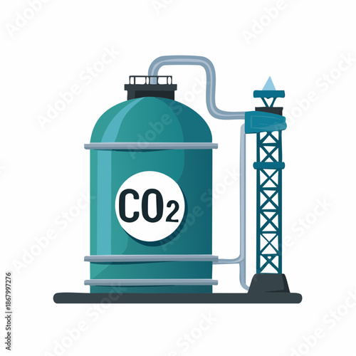 Environmental Technology System Pulling CO2 from Air into Storage Illustration