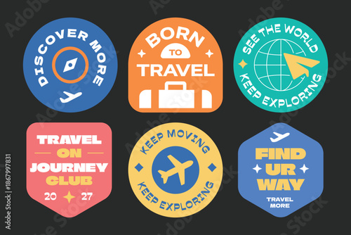 Travel stickers ,patchs ,labels and badges collection in flat trendy style.