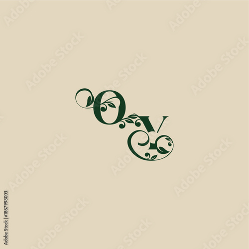 YO letter concept of elegant beautifull wedding organic logo with monogram and leaf