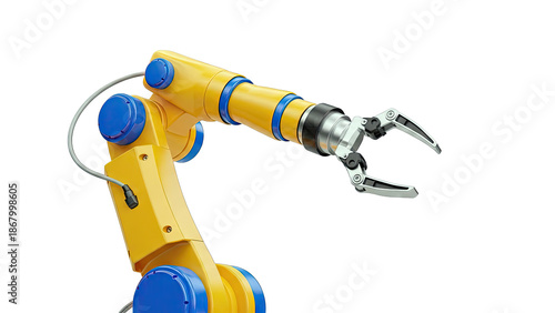 Yellow and Blue Robotic Arm with Gripper