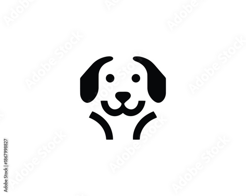 Bold Cute Dog Face Logo Design Vector