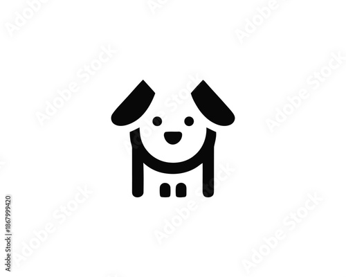 Elegant Cute Dog Face Logo Design Vector
