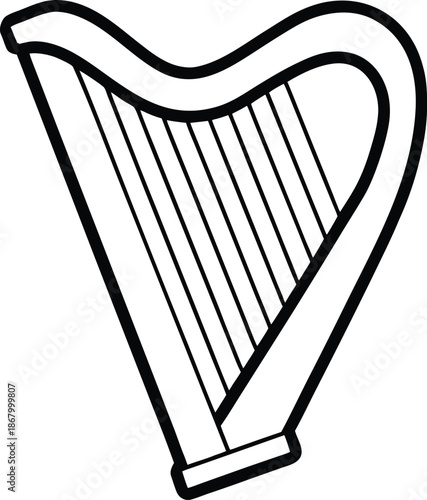 Irish harp line art graphic traditional musical instrument outline 2