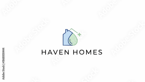 Clean house logo with water drop and sparkle.