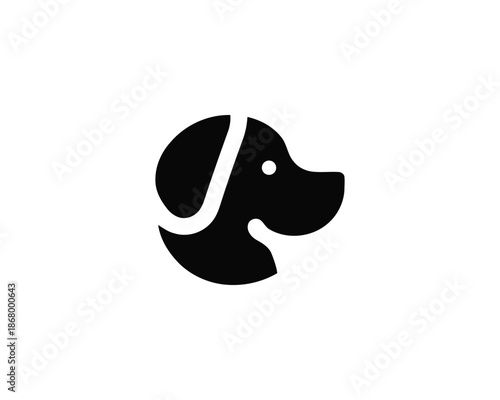 Black Dog Head Logo Design Vector Icon