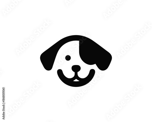 Minimal Cute Dog Face Logo Design Vector