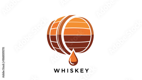 Whiskey Barrel With Dripping Liquid Logo Design.