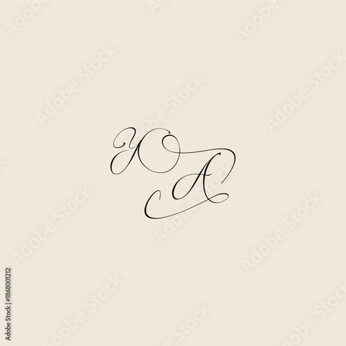 YA letter initial royal design minimalist style curve monogram elegant concept logo
