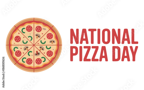 Delicious pizza celebrating National Pizza Day with toppings