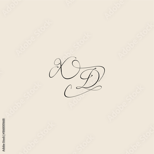 XD letter initial royal design minimalist style curve monogram elegant concept logo