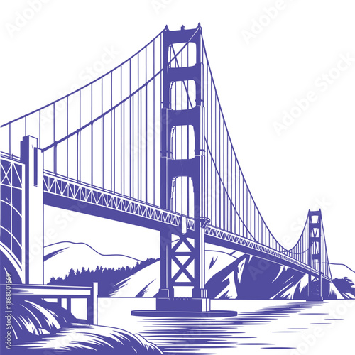 Golden gate bridge san francisco california illustration landscape