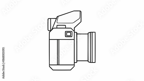 Digital Camera Outline Icon Side View Vector Illustration.