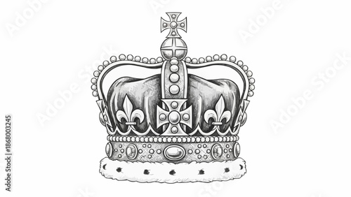 Detailed illustration of a royal crown with intricate designs and jewels.