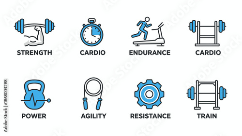 Fitness Icons Representing Various Exercise Types.
