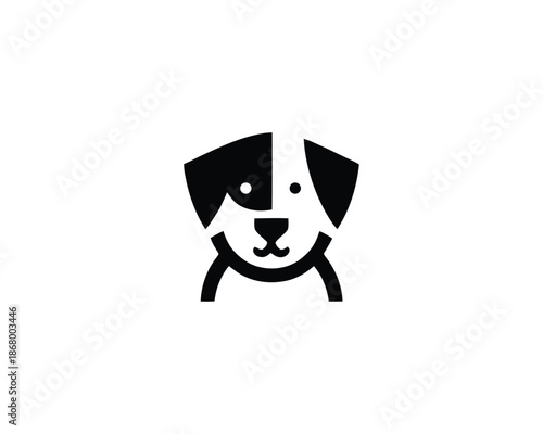 Bold Black And White Dog Logo Design