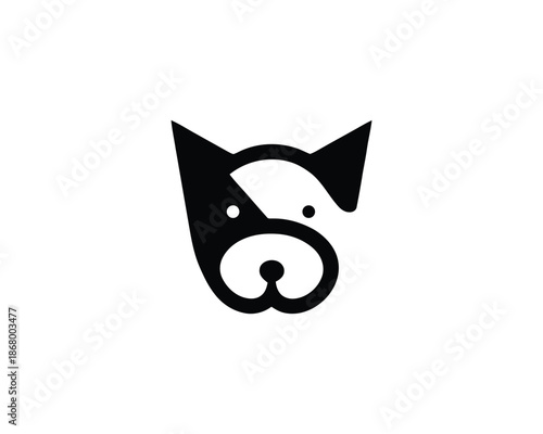 Creative Cute Dog Face Logo Design Vector