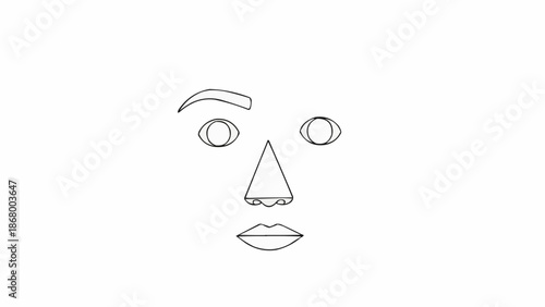 Simple Line Drawing of a Human Face with Basic Features.