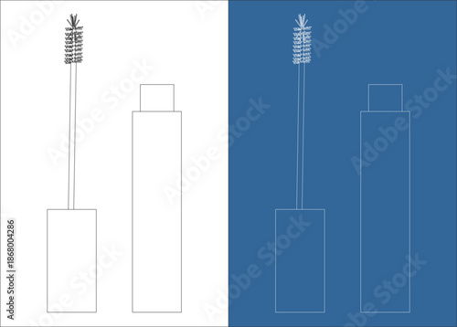 Orthographic Technical Plan of Mascara Packaging with Dimension Lines