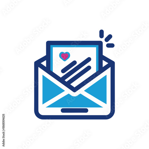Digital love letter in an envelope
