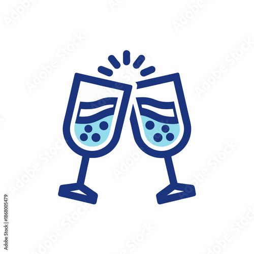 Two wine glasses clinking